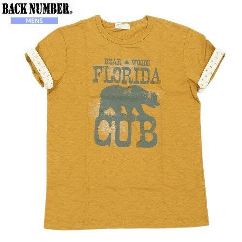 SALE大特価【BACK NUMBER】バックナンバー スラブプリント クルーネック Tシャツ(半袖) 暗黄色『17/9/2..