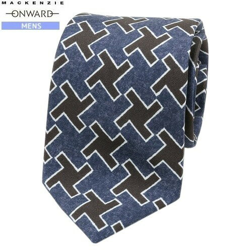 SALE大特価【MACKENZIE】マッケンジー 幾何学柄 シルクネクタイ 就活 ギフト プレゼント ブランド おしゃれ 青『21/9/5』300921【送料無料】