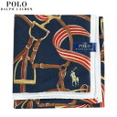 日本製 ポロ・ラルフローレン ハンカチ POLO RALPH LAUREN レディース ブランド ギフト プレゼント ラッピング無料 日本製 チェーン プリント コットンシルク 大判 ハンカチーフ 紺 23/10/4 261023【送料無料】