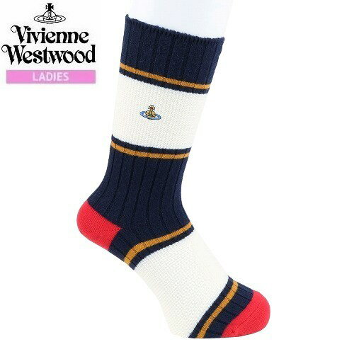 ヴィヴィアンウエストウッド 靴下 Vivienne Westwood 10%OFF レディース ブランド おしゃれ 日本製 ワッフルボーダー クルーソックス 白×紺 23/11/4 221123【送料無料】