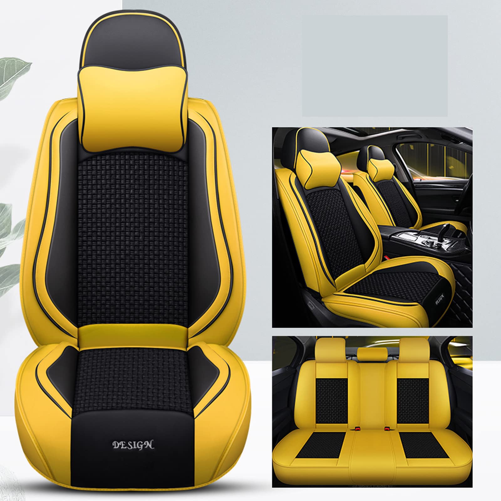 シートカバー適合ために レクサス CT 200h 2011-2017 全天候型 フルカバーレザーレットスポーツシートカバーエアバッグ 互換防水黄*通気性 四季適用 おしゃれ 取り付け簡単