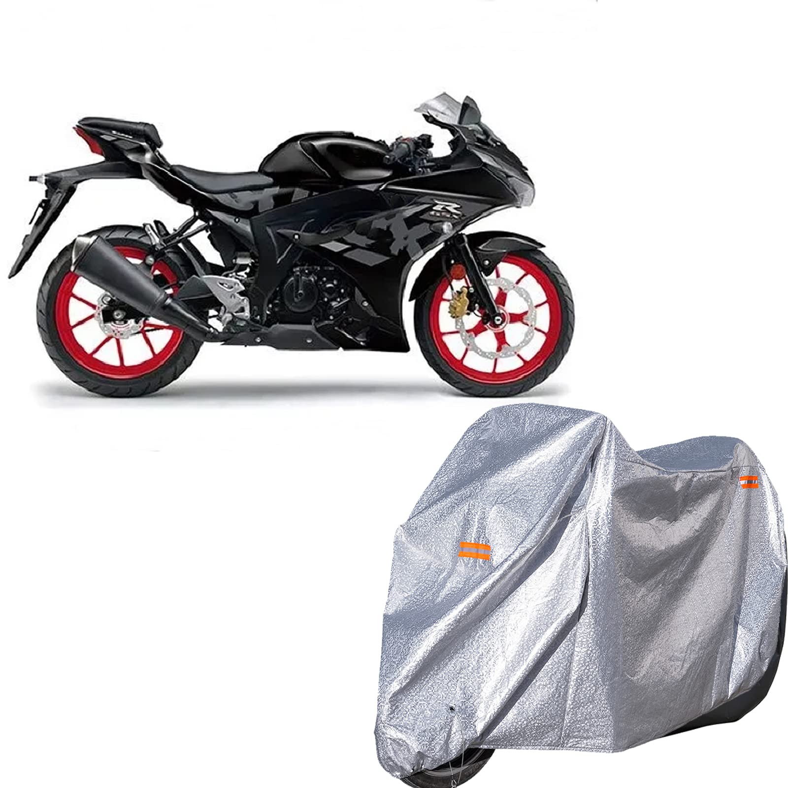 樂天商城 - バイクカバー スズキ GSX-R125車体カバー 耐熱 UVカット 丈夫 厚手 210Dオックス 撥水 前後鍵穴 盗難防止 風飛び防止 耐久 バイクカバー (Silver(銀) 2XL(245*105*125cm))