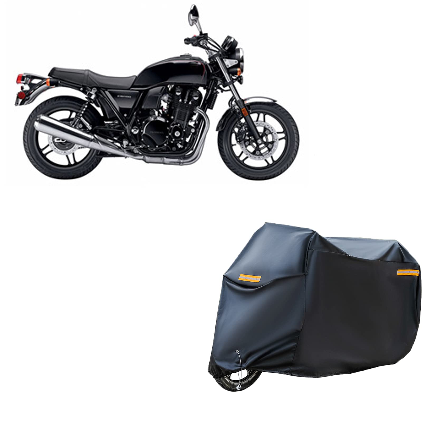 バイクカバー ホンダ CB 1100厚手生地 風飛び防止 UVカット高級 210D 厚手 耐久性 撥水性 車体カバー (BLACk(黒))