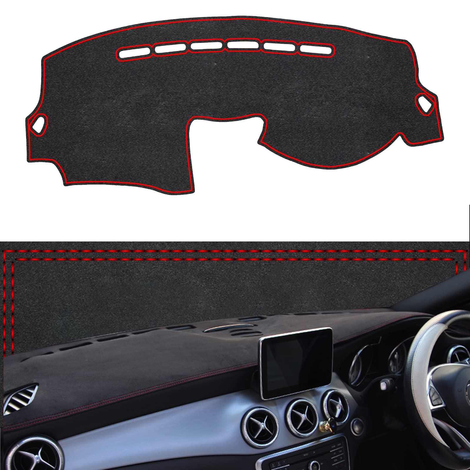 ダッシュボードカバー 保護マット プジョー 207 2005~2013耐熱性 耐久性 内装パーツ インテリア アクセサリー 車種専用設計 日焼け防止 ダッシュボード 右手運転 (黒赤線)