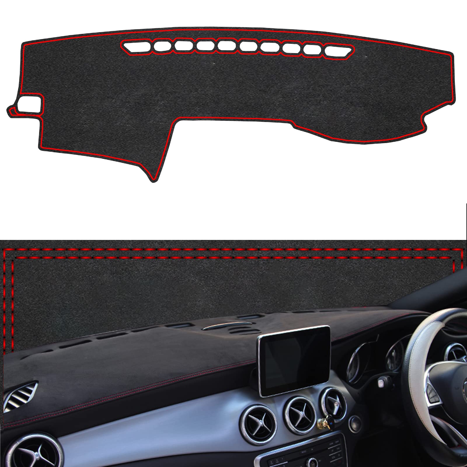 ダッシュボードカバー トヨタ プラド（2700） 2003 2004 2005 2006 2007 2008 2009 ダッシュボードライト 保護マット ダッシュボードマット 右手運転 (黒赤線)