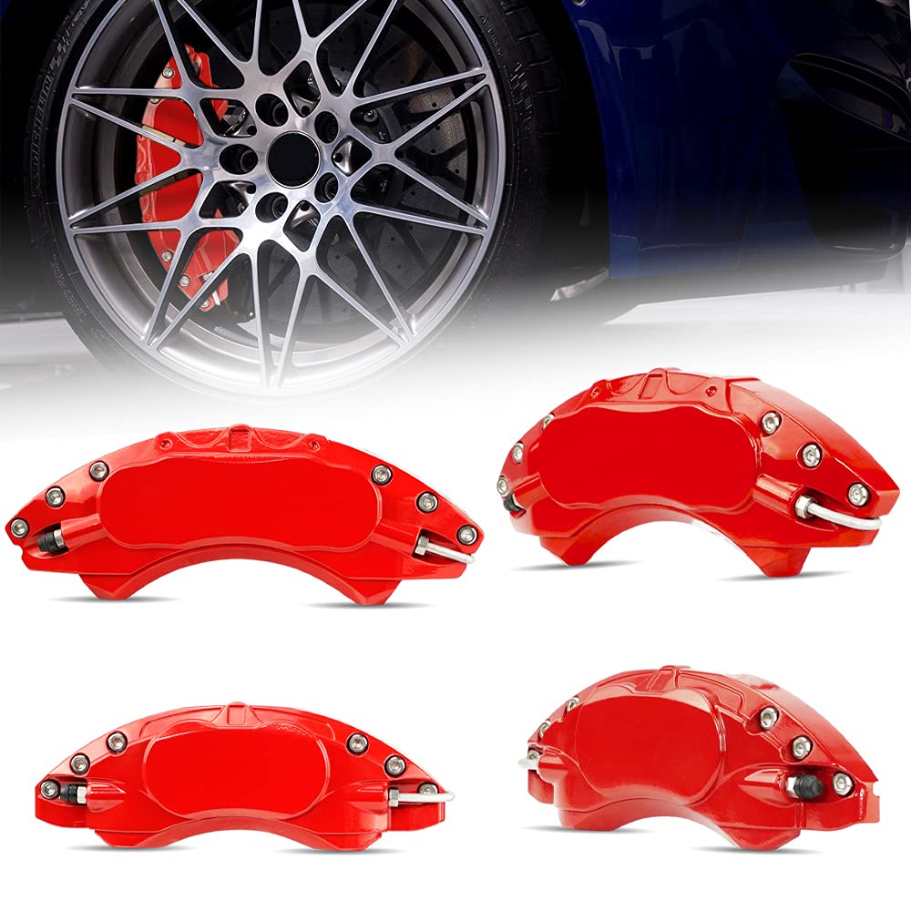 BMW 4シリーズ M4 F32 F33 F36 F82 F83 キャリパーカバー ブレーキ キャリパーカバー 金属アルミ製 フロント&リア 4点セット オーダーメイド 車種専用設計 bmw 4シリーズ パーツ 2013-2020用 (レッド)