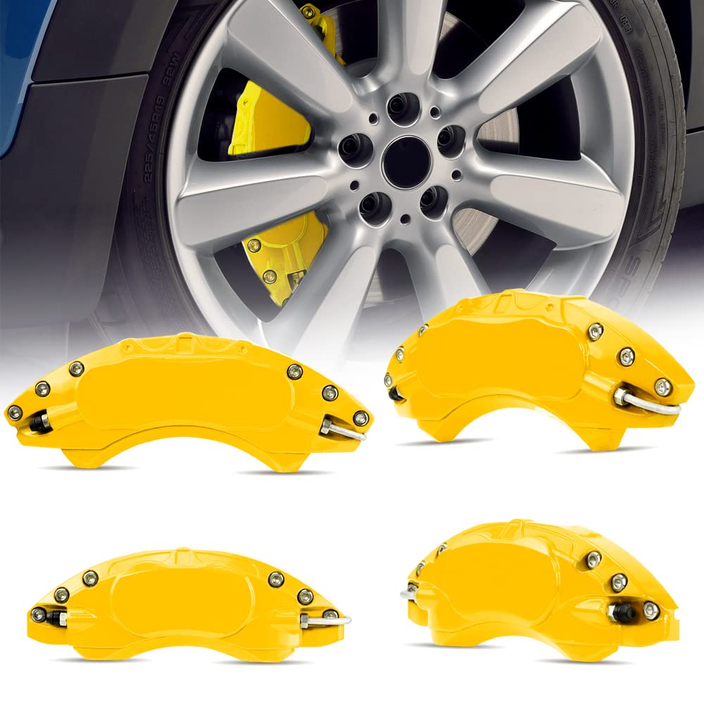 BMW MINI ミニ F60 2007-2013 キャリパーカバー ブレーキ キャリパーカバー アルミ製 フロント&リア車輪に対応 4点セット 耐熱性 車種専用設計 (イェロー)