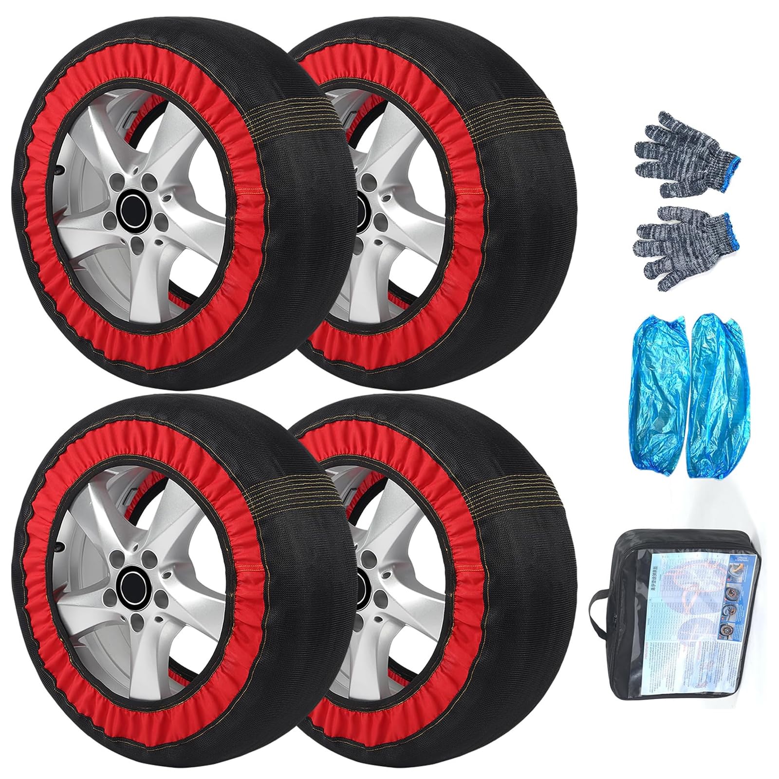 2025新型 布製タイヤチェーン【に適合ハイエース 200系 ワイド版】スノーソックス 布製 非金属 スノーチェーン 滑り止め 冬の雪策 軽量 ジャッキアップ不要