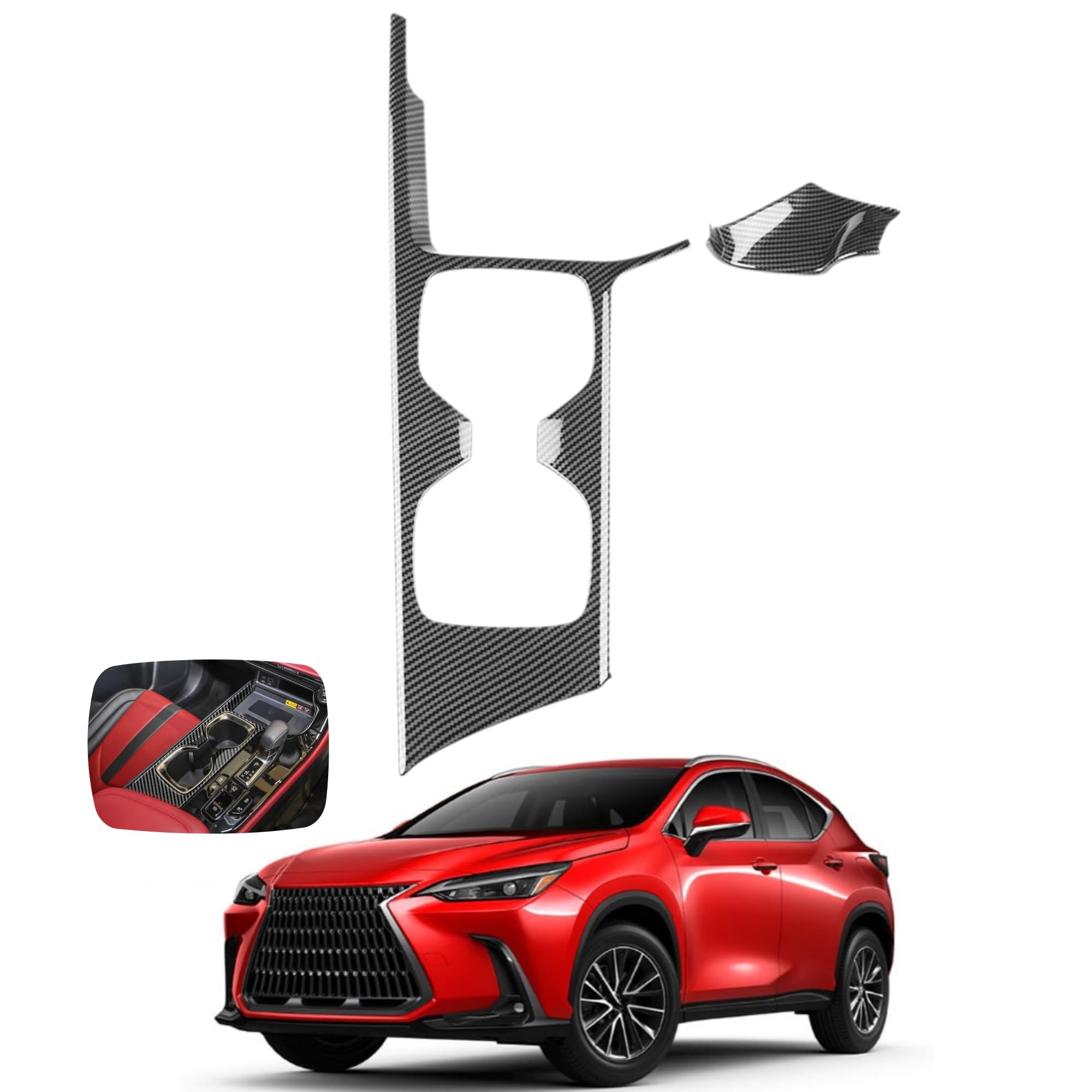 新型 レクサスnx 20系 に適合 カーアクセサリー コンソールガーニッシュ カップホルダーパネル NX250 NX350h NX450+車内カスタム 内装パーツ (カーボン調)