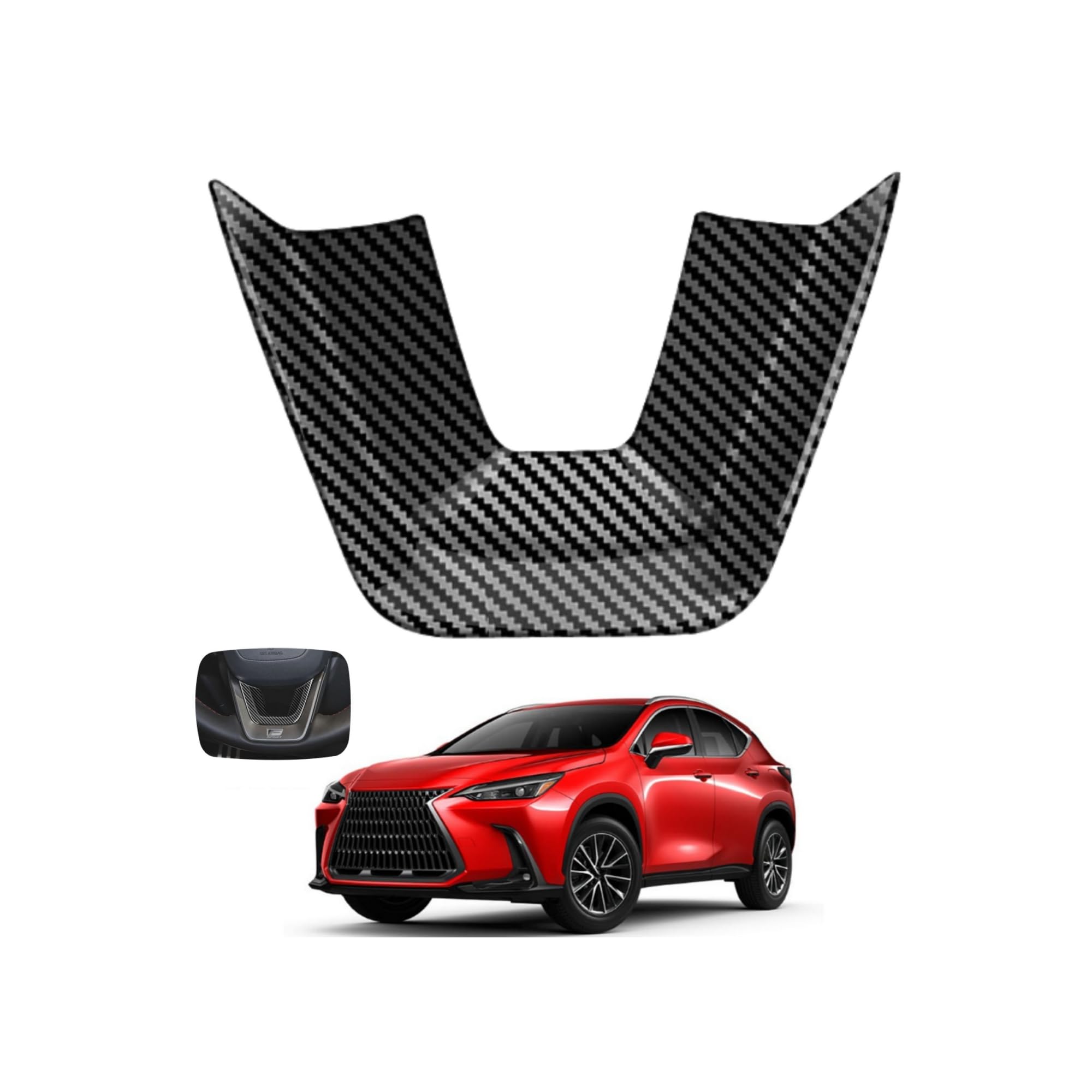 新型 レクサスnx 20系 に適合 カーアクセサリー ステアリングパネルカバー ステアリングホイールガーニッシュ NX250 NX350h NX450+車内カスタム 内装パーツ (カーボン調)