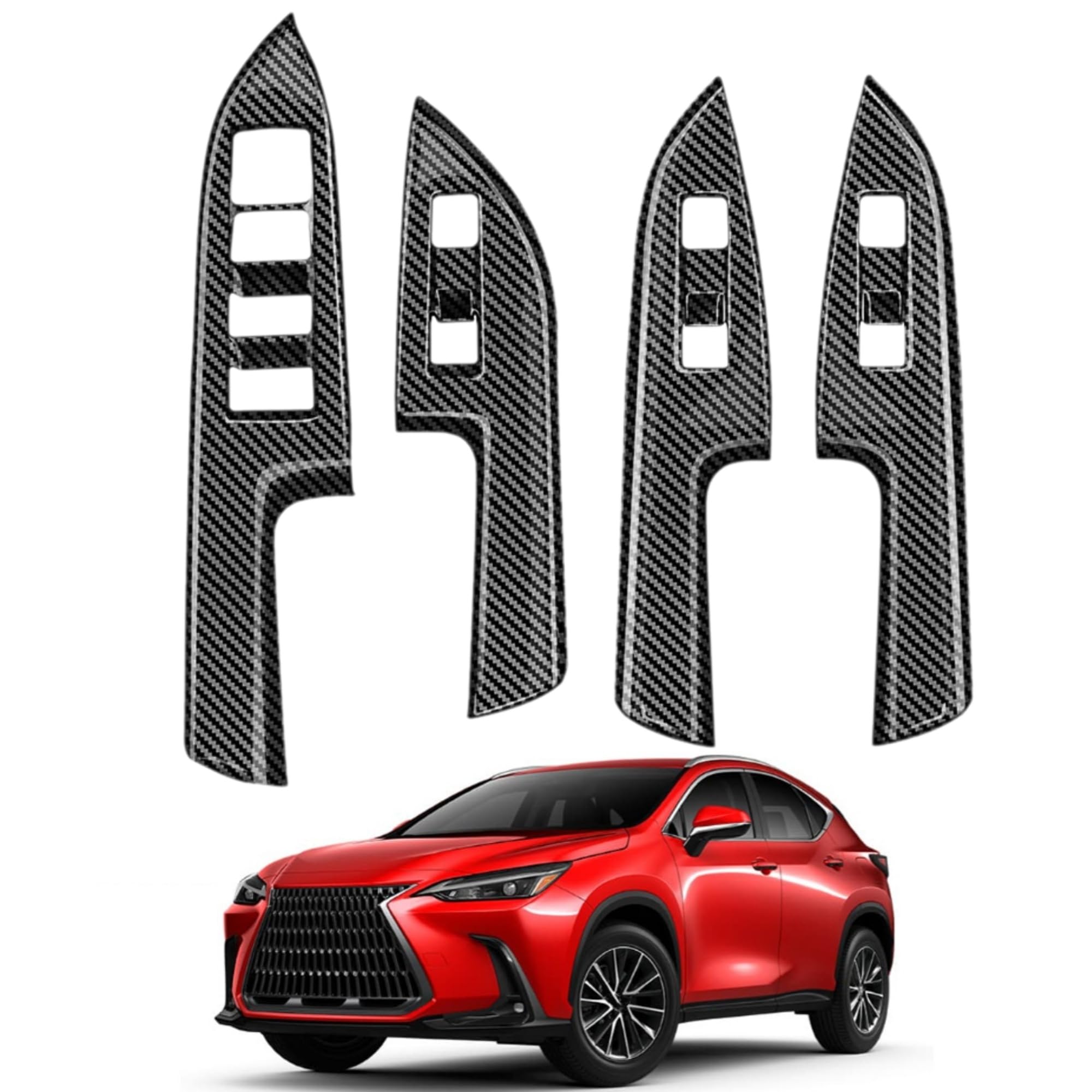 新型 レクサスnx 20系 に適合 カーアクセサリー ドアパワーウィンドウスイッチパネルガーニッシュ NX250 NX350h NX450+車内カスタム 内装パーツ (カーボン調)