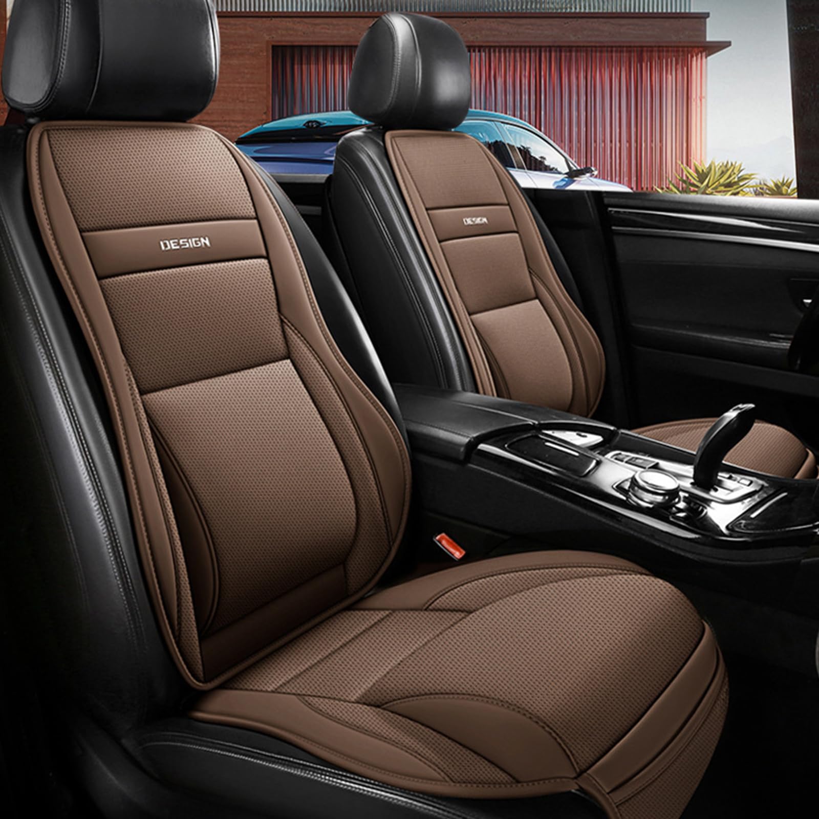 新型5D 車 クッション デイズルークス モコ NV100クリッパー NV350キャラバン エルグランド キューブ マーチ 座布団 車 シートクッション【固定式ランバーサポートとレッグサポート】運転席助手席 体圧分散 防汚