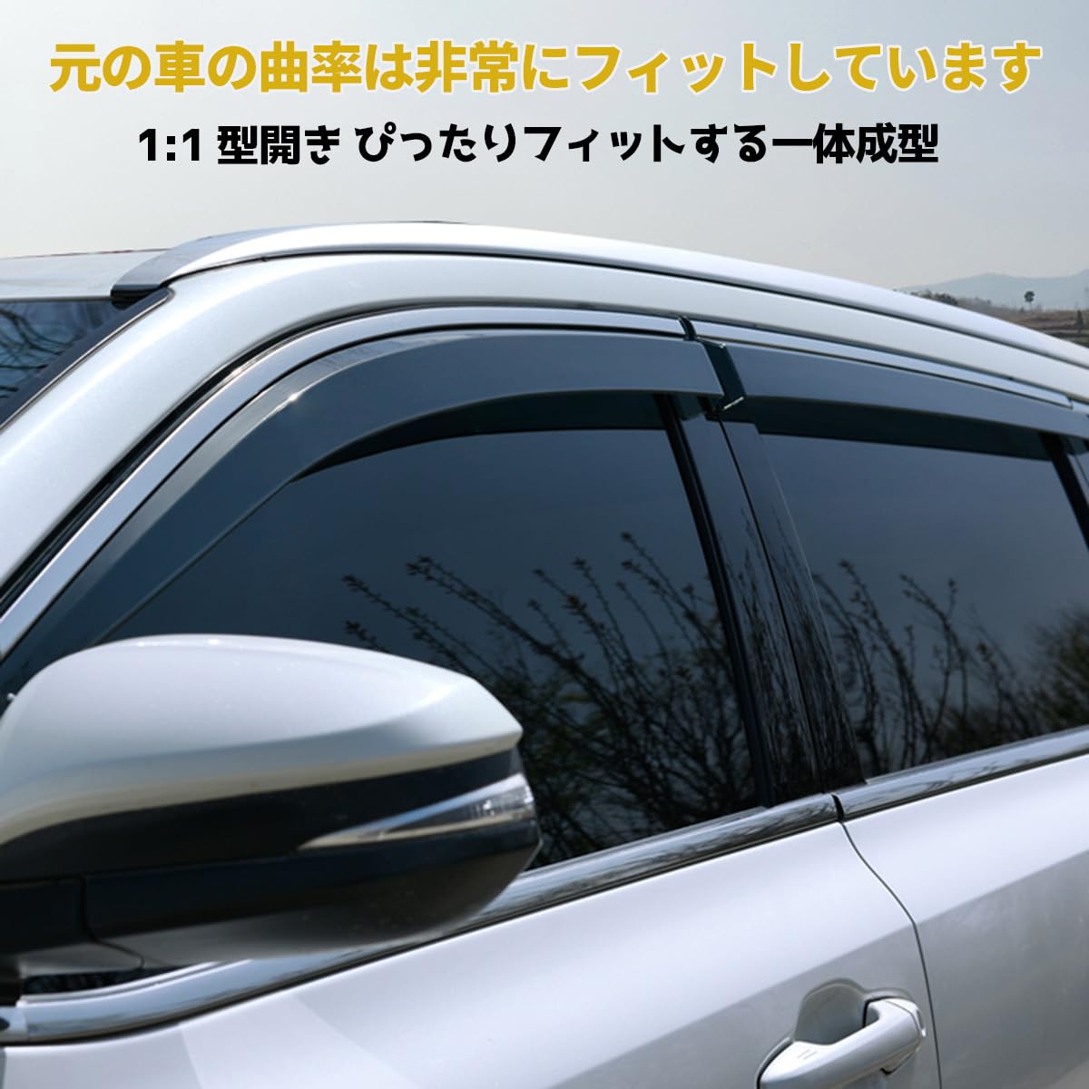 車用 ドアバイザー ポルシェ マカン 2014-2022+ 車用 サイドバイザー 雨よけ 日よけ サイド ウインドウ バイザー 換気 車種専用設計 ドア サイドバイザー テープ付き 運転席 助手席 窓サンバイザー カーレインシールドウィンドウバイザー (4枚)