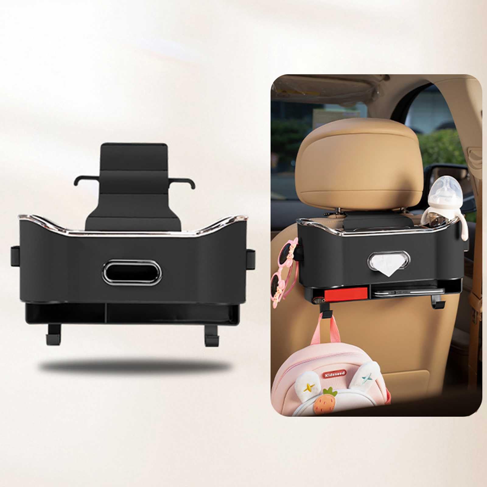 新型 車用多機能収納ボックス 新型 トヨタノアヴォクシー VOXY/NOAH 80系 90系 車用シートバック収納ボックス 車用ティッシュケース ドリンクホルダー 後部座席収納 レザー 防水 防汚 車内収納 車用品 ティッシュケース 車の後部座席オーガナイザー ブラ