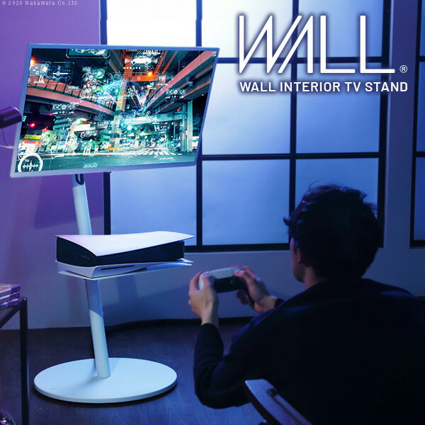 WALLは本気の耐震 累計100万台 テレビ台 壁寄せテレビスタンド WALL A2ロータイプ ゲーミングモデル 24型〜55型対応+レコーダー棚板+上下角度調...