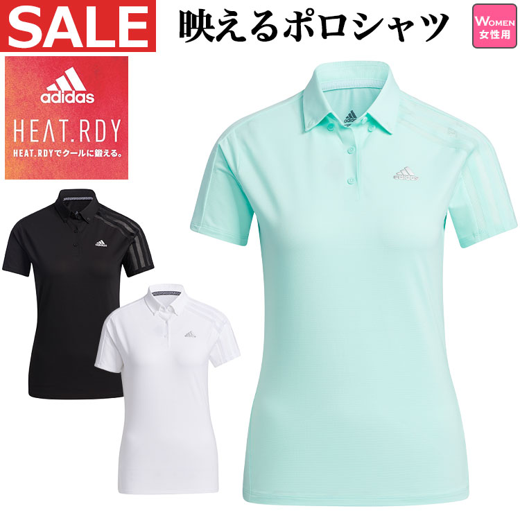 【FG】【メール便（ネコポス）送料無料】 adidas アディダス ゴルフウェア23246 HEAT.RDY 半袖 ボタンダウン シャツ ポロシャツ [ストレッチ　吸汗速乾　UPF50+] （レディース）