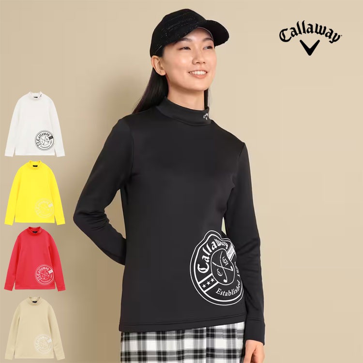 【FG】【30％OFF SALE セール】秋 冬 Callaway GOLF キャロウェイ ゴルフウェア C23233206 裏起毛 長袖 モックネック シャツ 保温性 軽量 耐摩擦性 (レディース)