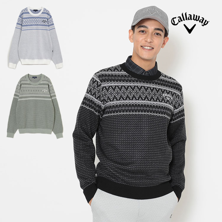 2025年 秋 冬 新作 Callaway GOLF キャロウェイ ゴルフウェア C25218103 ノルディック柄 クルーネック ..