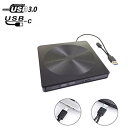 USB3.0/Type-C 2ポート 外付けDVDドライブ CD/DVDプレーヤー ポータブルDVDドライブ 高速 薄型 静音 CD/DVD読込み・書込み ブラ...