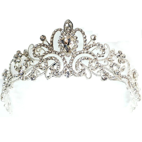 ティアラ カチューシャ ウェディング クラウン シルバー 花嫁 髪飾り アクセサリー ラインストーン キュービック ジルコニア 小物 パーティー 披露宴 結婚式...