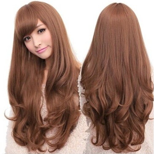 ウィッグ レディース ロング フルウィッグ ふわふわ巻き髪 ネット付 ライトブラウン つむじ 自然 ポニーテール などアレンジ可 白髪隠し