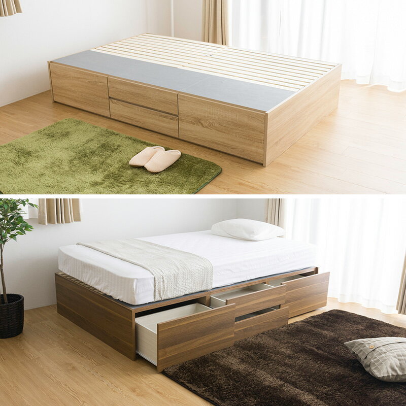 シングルベッド ヘッドレス収納ベッド - 3
