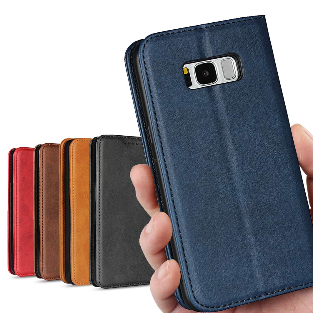 Galaxy S8 docomo SC-03J / au SCV35 ケース Galaxy S8 plus ケース 手帳型 SC-03Jケース SCV35ケース SC-03Jカバー サムスン ギャラクシー S8 plus ケース スマホケース_iCoverCase 内蔵マグレット 携帯カバー スタンド機能 落ち着いた色 軽量 レトロ ネイビー