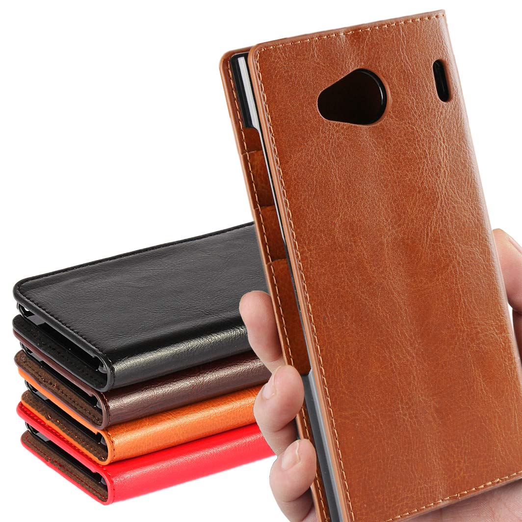 京セラ PLATA URBANO V03 KYV38 ケース 手帳型 アルバーノv03 ケース URBANO V03 ケース iCoverCase光沢加工 牛革 シンプル レトロ 携帯 カバー カードポケット スタンド機能 財布型 カバー選べる6色ライトブラウン