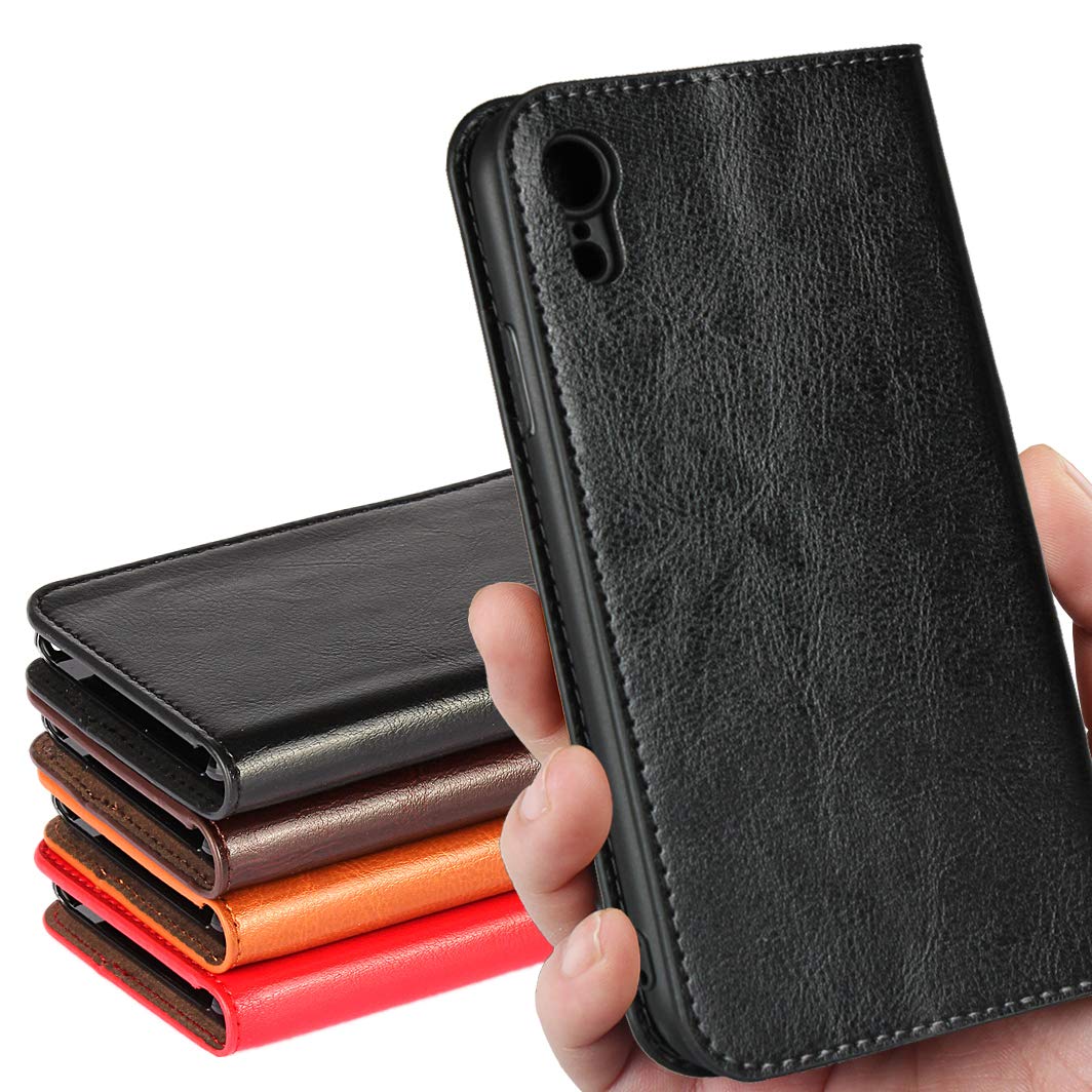 iPhone XR スマホ ケース iPhoneXR 手帳型 アイフォン XR カバーケース 手帳 アイフォンXR ケース 手帳型 iCoverCase 二重加工本革 シンプル レトロ 携帯 カバー カードポケット スタンド機能 財布型 光沢感 選べる4色 ブラック