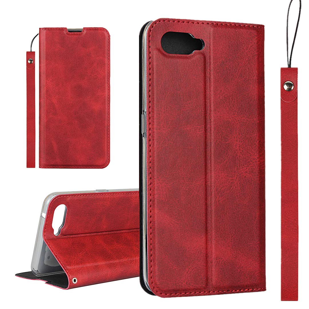 Oppo Reno A ケース ネノ A ケース oppo ネノ A カバー オッポ Reno A 対応 スマホケース 手帳型 カバー case iCoverCase 内蔵マグネット 磁気閉鎖 ベルトなし スマホケース カード入れ付き スタンド機能 軽量 スプラットホール付き スプラット同梱 落ち着いた レッド