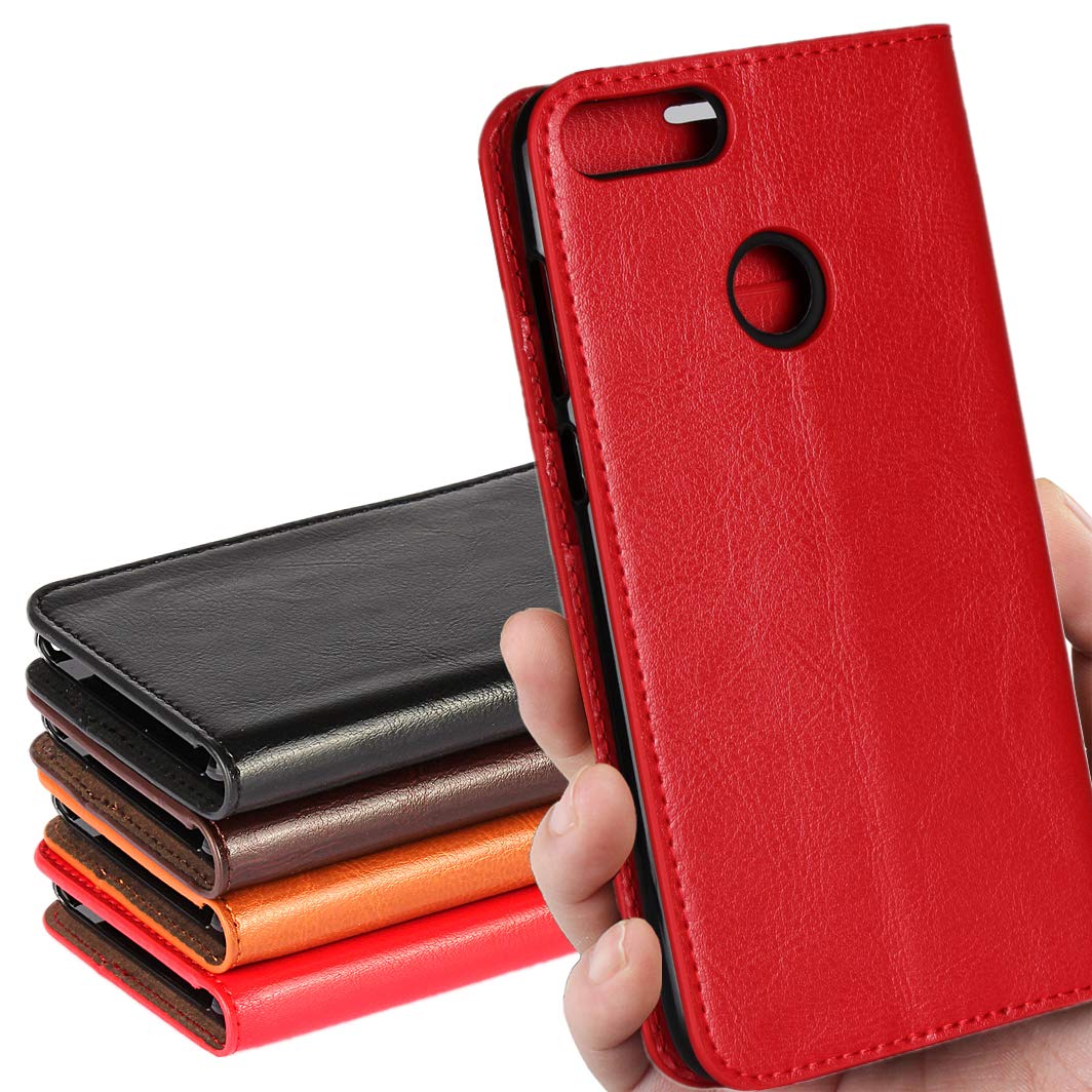 ファーウェイ Huawei P20 lite ケース 手帳型 Huawei Nova 3e 手帳 Huawei P20 lite カバー ファーウェイ P20 ライト/ノヴァ 3e スマホケース iCoverCase光沢加工 牛革 シンプル レトロ 携帯 カバー カードポケット スタンド機能 財布型 カバー選べる4色レッド