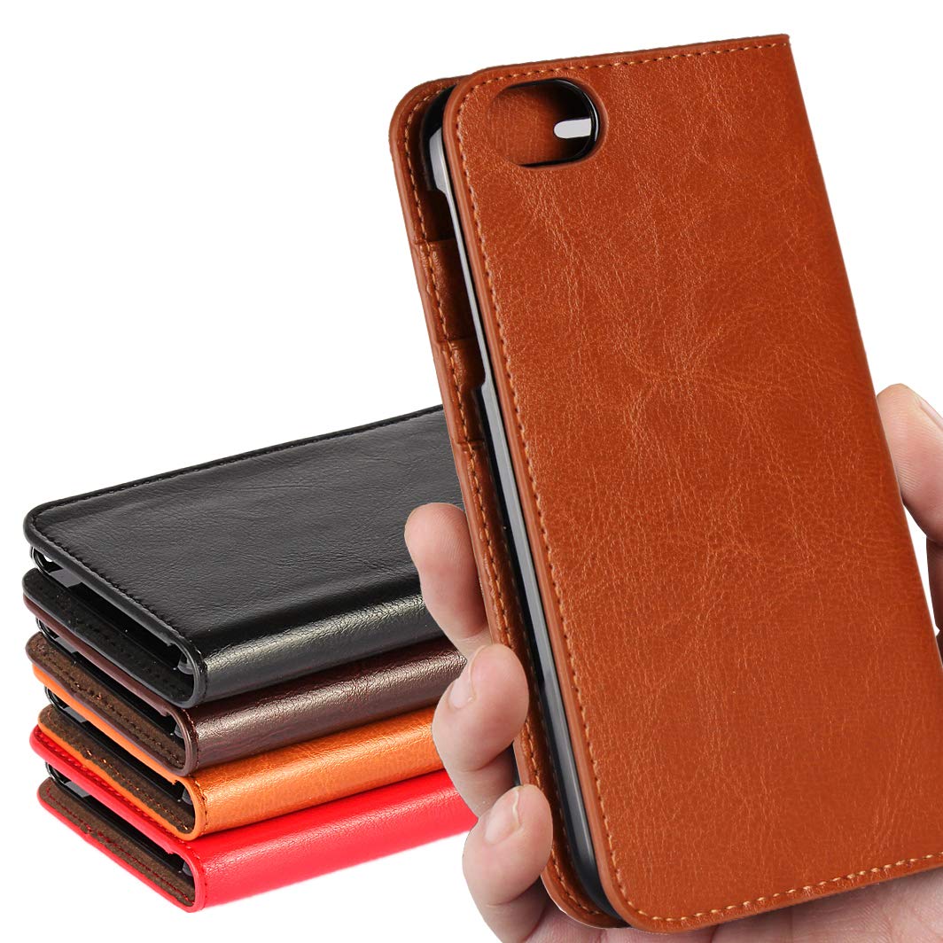 AQUOS R ケース 手帳型 AQUOS R SH-03J 手帳ケース sh-03j 手帳 sh-03j カバー shv39 手帳ケース shv39 ケース 手帳型 au アクオスケース 適用_iCoverCase_ 光沢加工 牛革 マグネットなし ベルトなし レトロ 耐衝撃 604SH 605SH ライトブラウン