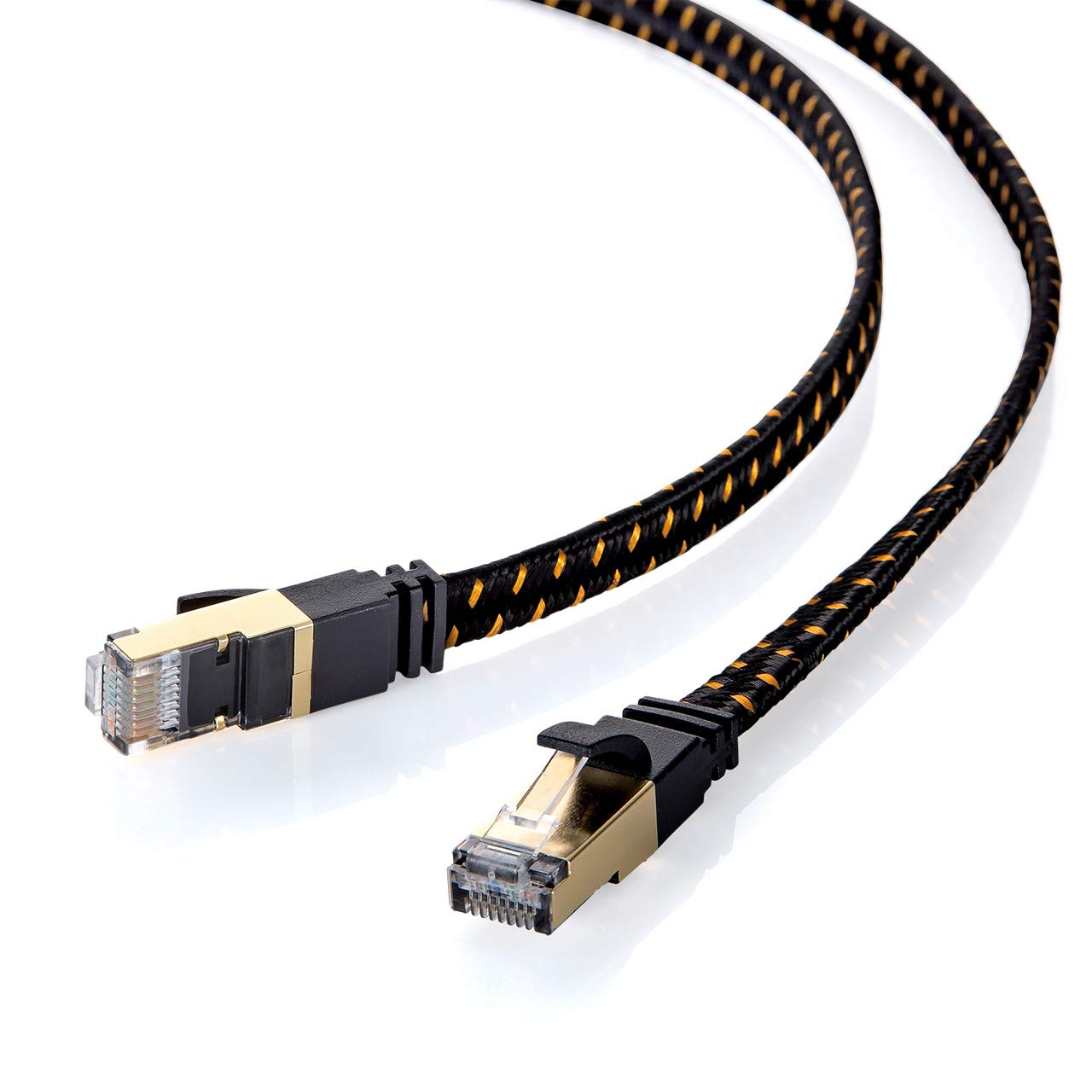 サンワサプライ LANケーブル テレビ用 CAT8 メッシュフラット 40/25Gbps/2000MHz ギガビット イーサネットケーブル RJ45コネクタ ツメ折れ防止 (1m) ブラック KB-T8MEFL-01BK