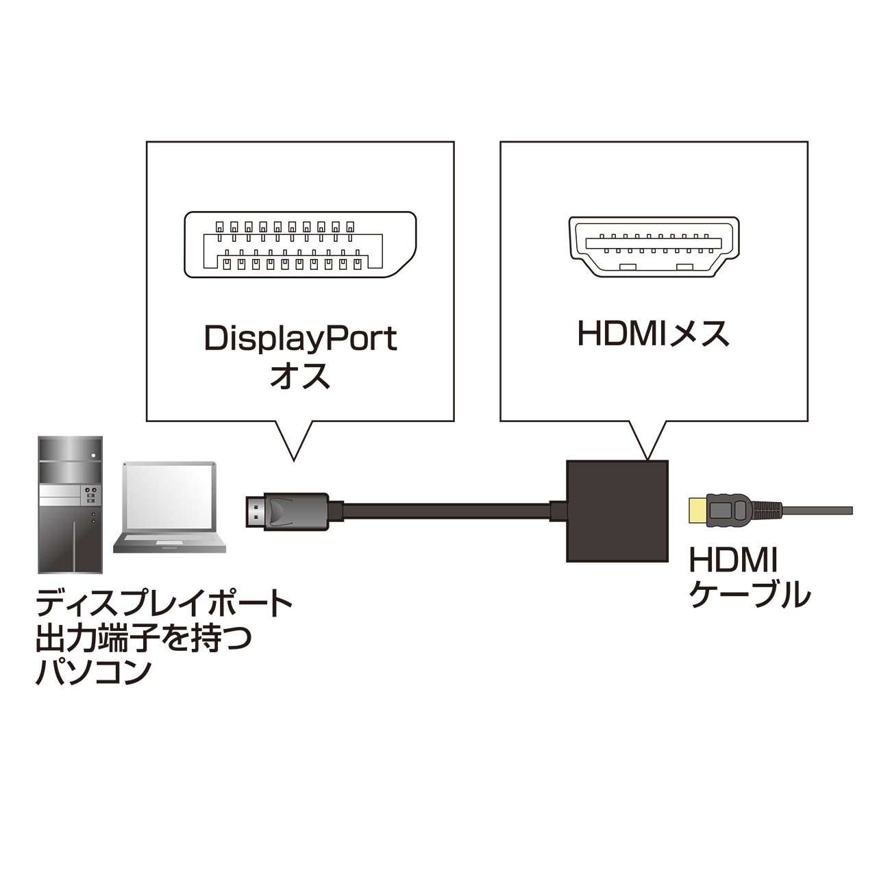 サンワサプライ DisplayPort-HDMI 変換アダプタ(ACTIVEタイプ) AD-DPPHD01