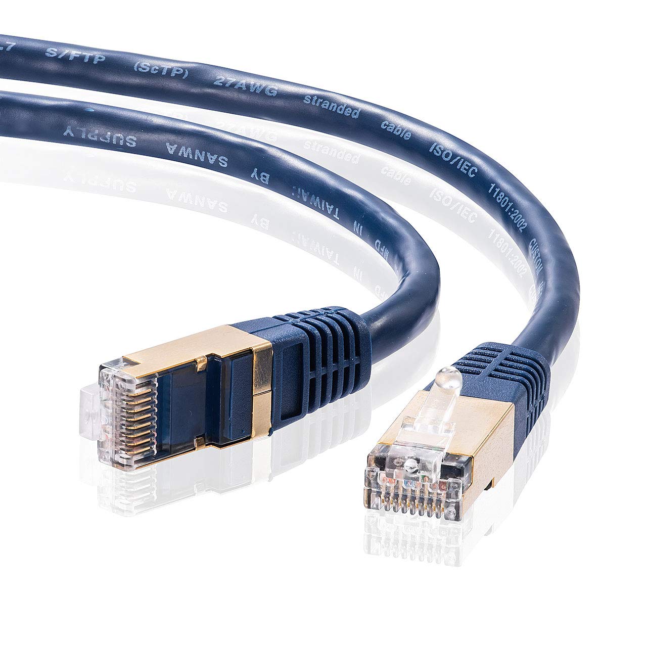 サンワサプライ CAT7LANケーブル (0.6m) 10Gbps/600MHz RJ45 ネイビーブルー KB-T7-006NVN