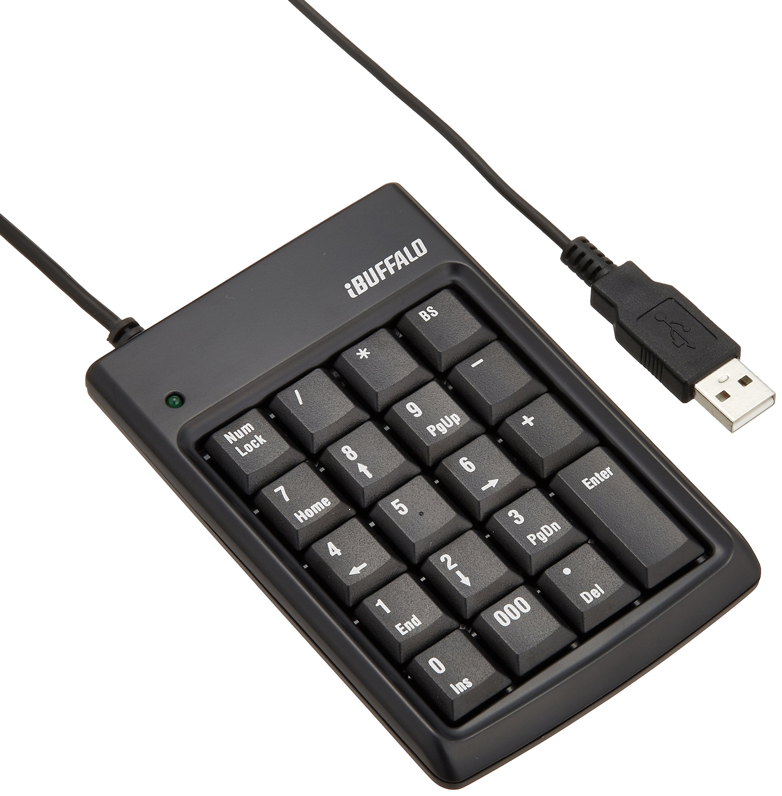 iBUFFALO テンキーボード USB接続 16mmピッチ ブラック BSTK01BK