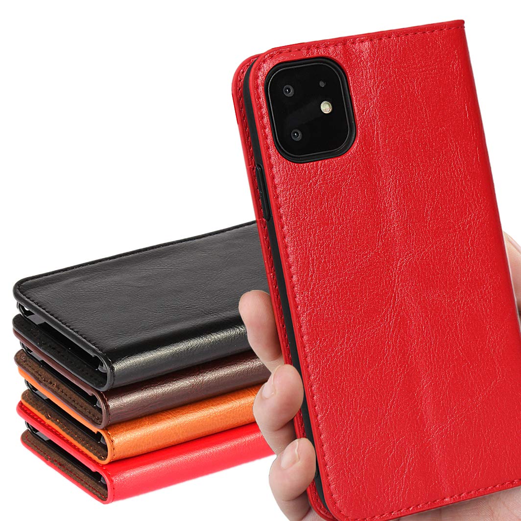 iPhone 11 ケース アイフォン11 ケース iPhone11 アイフォン11 ケース アイフォン 11 カバー iPhone 11 携帯ケース スマホケース 手帳型 case iCoverCase 光沢加工 牛革 摩擦耐性 シンプル 携帯 カバー カードポケット スタンド機能 レザー レッド