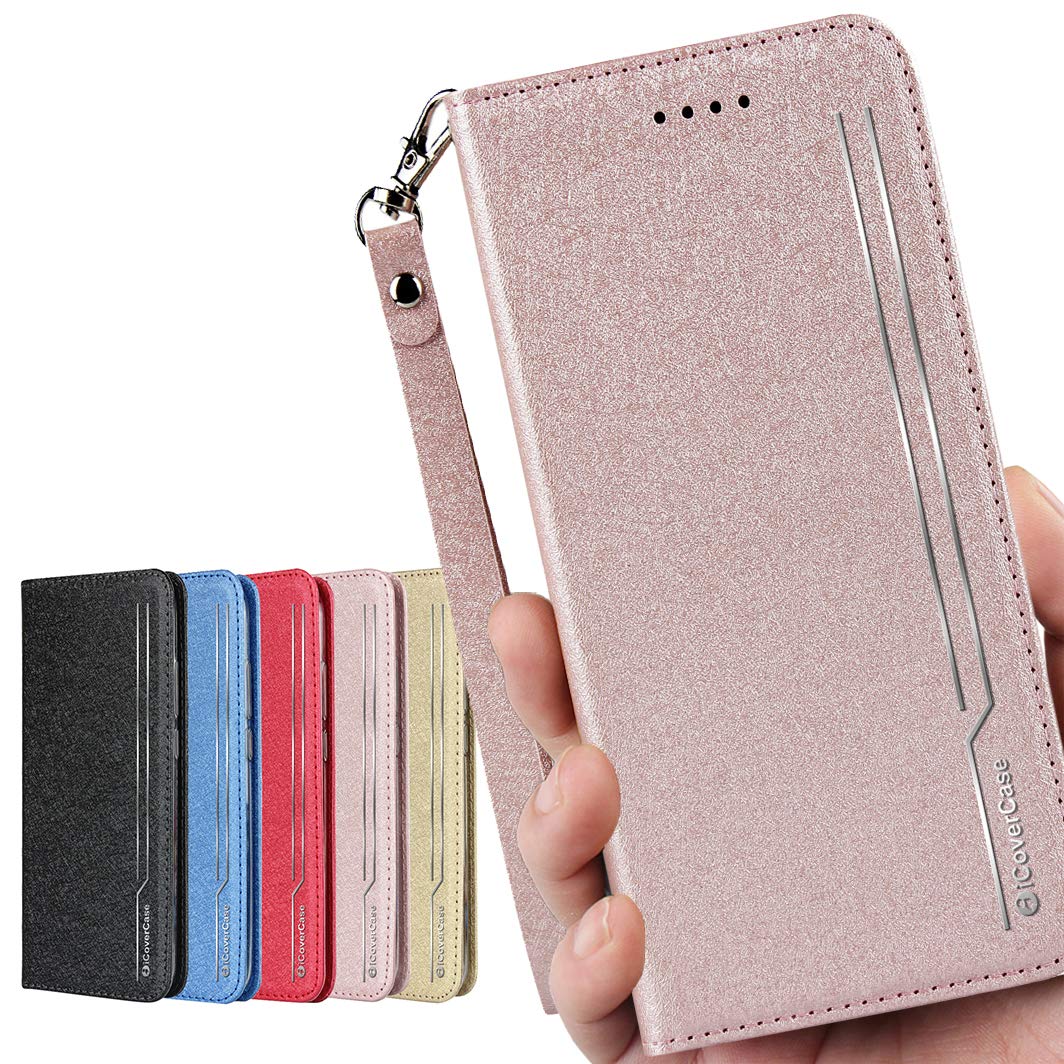 HUAWEI P30 pro ケース/HW-02L docomo ケース 手帳型 カバー P30pro カバー ファーウェイ P30プロ case iCoverCase 内蔵マグネット ベルトなし スマホケース カード入れ付き スタンド機能 スプラットホール付き スプラット同梱 表面研磨 スクラブ処理 砂地の質感 ピンク