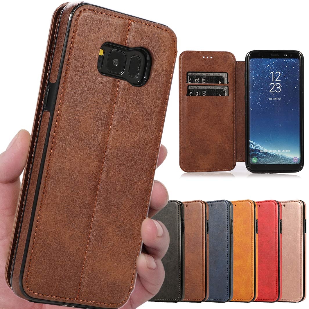 Galaxy S8 docomo SC-02J / au SCV36 ケース Galaxy S8 ケース 手帳型 SC02J ケース 手帳 SC-02Jカバー SCV36ケース サムスン ギャラクシー S8 ケース スマホケース case_iCoverCase_ 内蔵 マグネット カード入れ スタンド機能 落ち着いた色 軽量 レトロ ダークブラウン