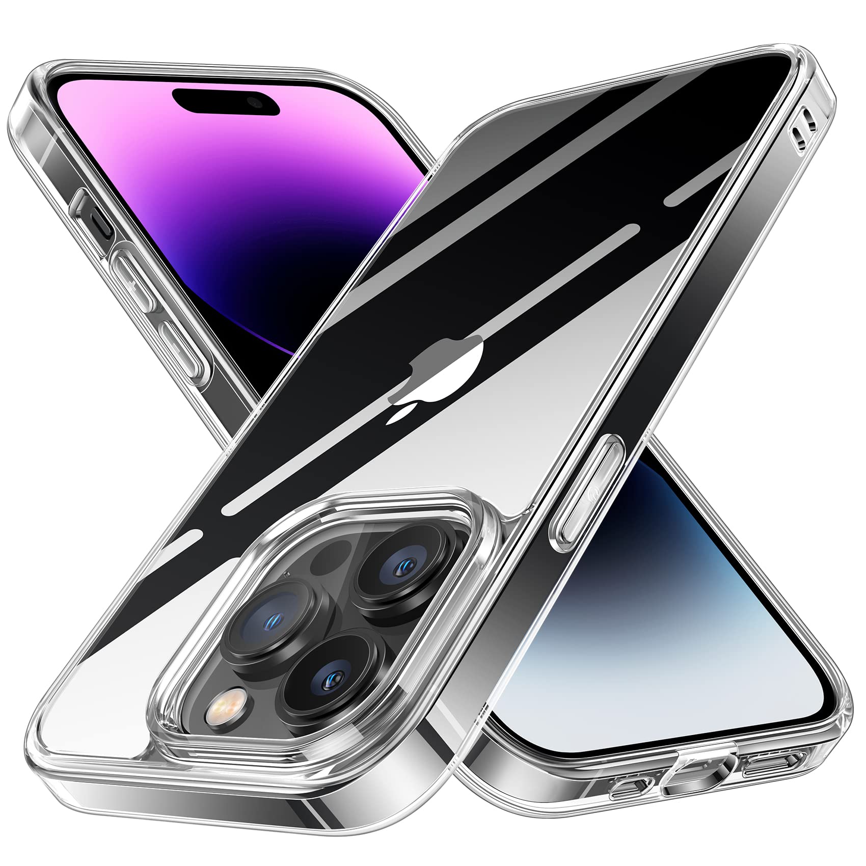 NIMASO ケース iPhone 14 Pro 用 ガラス クリア 米軍MIL規格 強化ガラス背面 SGS認証 衝撃吸収 保護ケース クリアカバー アイホン14 プロ用 耐衝撃 傷つけ防止 アイフォン14 プロ対応 クリア タイプ NSC22H547