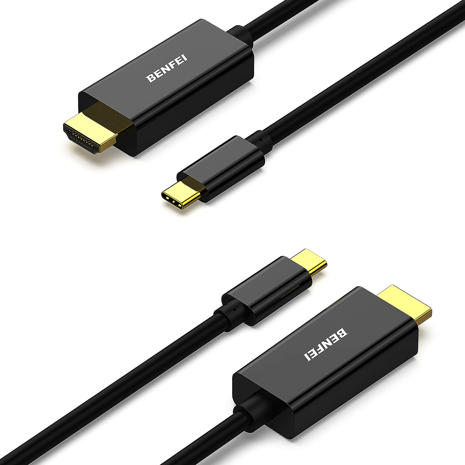 BENFEI 2個 0.9m USB Type C - HDMI ケーブル4K@30Hz UHD映像出力タイプC to HDMI 変換アダプタ Thunderbolt 3/4 互換 USB C - HDMI ケーブル iPhone 15 Pro/Max, MacBook Pro/Air 2023, iPad Pro, iMac, S23, XPS 17 などに対応…