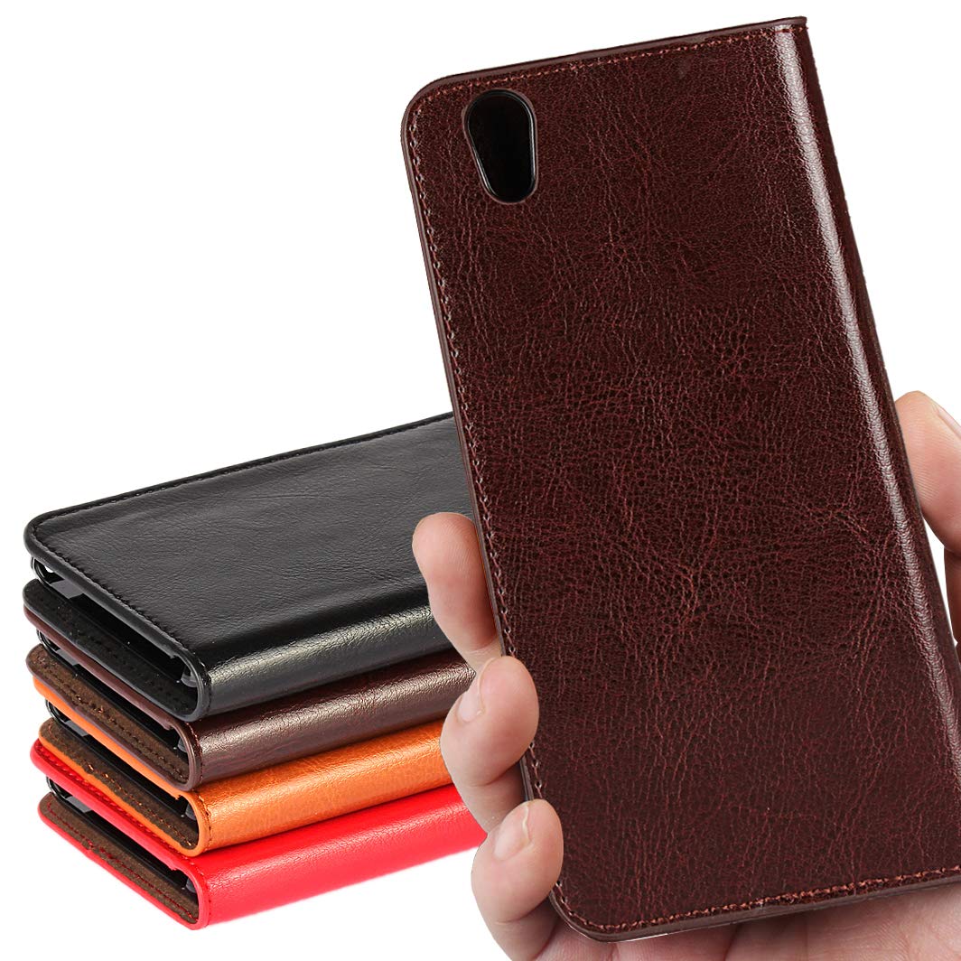 AQUOS sense SH-01K ケース 手帳型 AQUOS sense lite SH-M05 手帳ケース shv40 手帳 shv40 カバー sh-01k ケース手帳 アクオスケース_iCoverCase_ 光沢加工 牛革 マグネットなし ベルトなし レトロ 耐衝撃 スタンド付き ダークブラウン