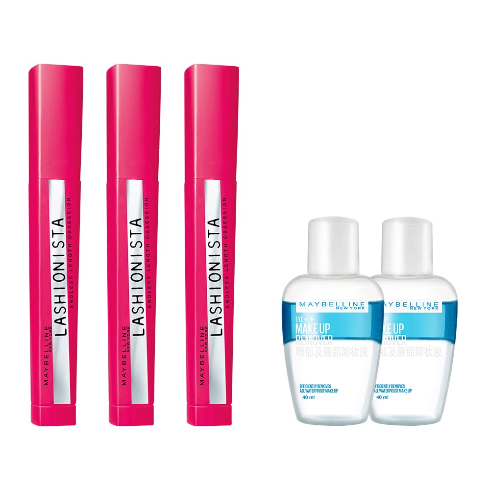 3本セットMAYBELLINE(メイベリン) ラッシュニスタ N マスカラ 01 ブラック [ミニリムーバー2個付き](4)