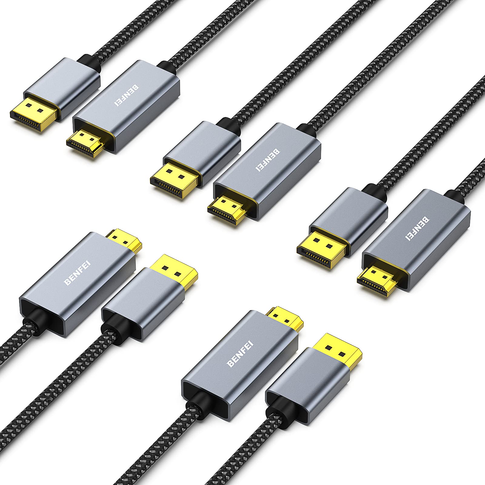 BENFEI 5個 1.8m 4K DisplayPort - HDMI （逆方
