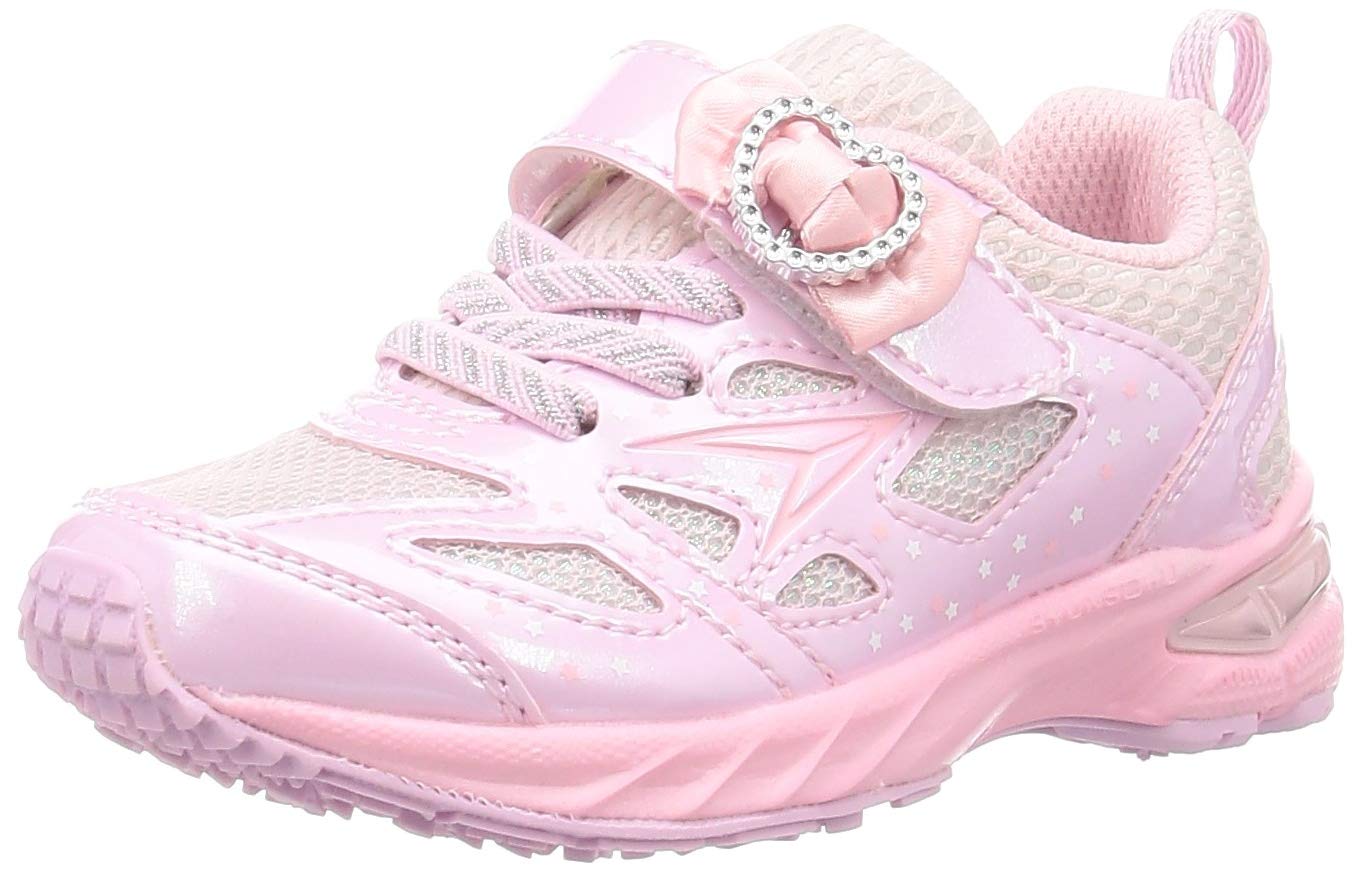 [シュンソク] スニーカー キッズ 女の子 子供靴 幅広 軽量 15~23cm 3E 2.5E LEC 6120 6440 ピンク_ハートリボン飾り 16.0 cm(4)