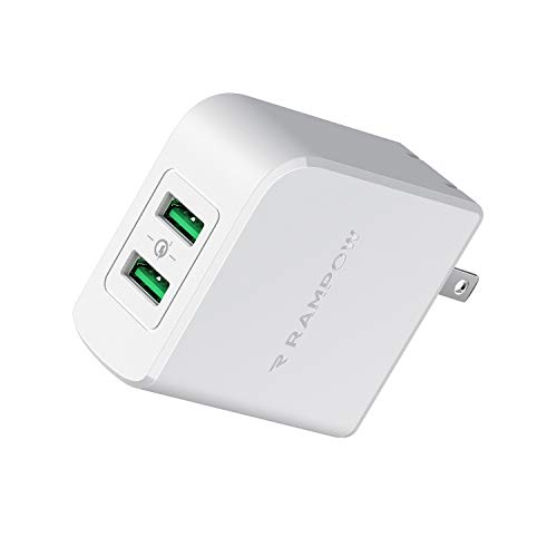 Rampow USB急速充電器 android 充電器39W/QC 3.0対応/2ポート/PSE認証済usb 充電器 折りたたみ式プラグ搭載 iPhone/iPad/Galaxy S9/ Xperia XZ1 その他Android各種対応 充電アダプター iphone 充電器 海外旅行(ホワイト)
