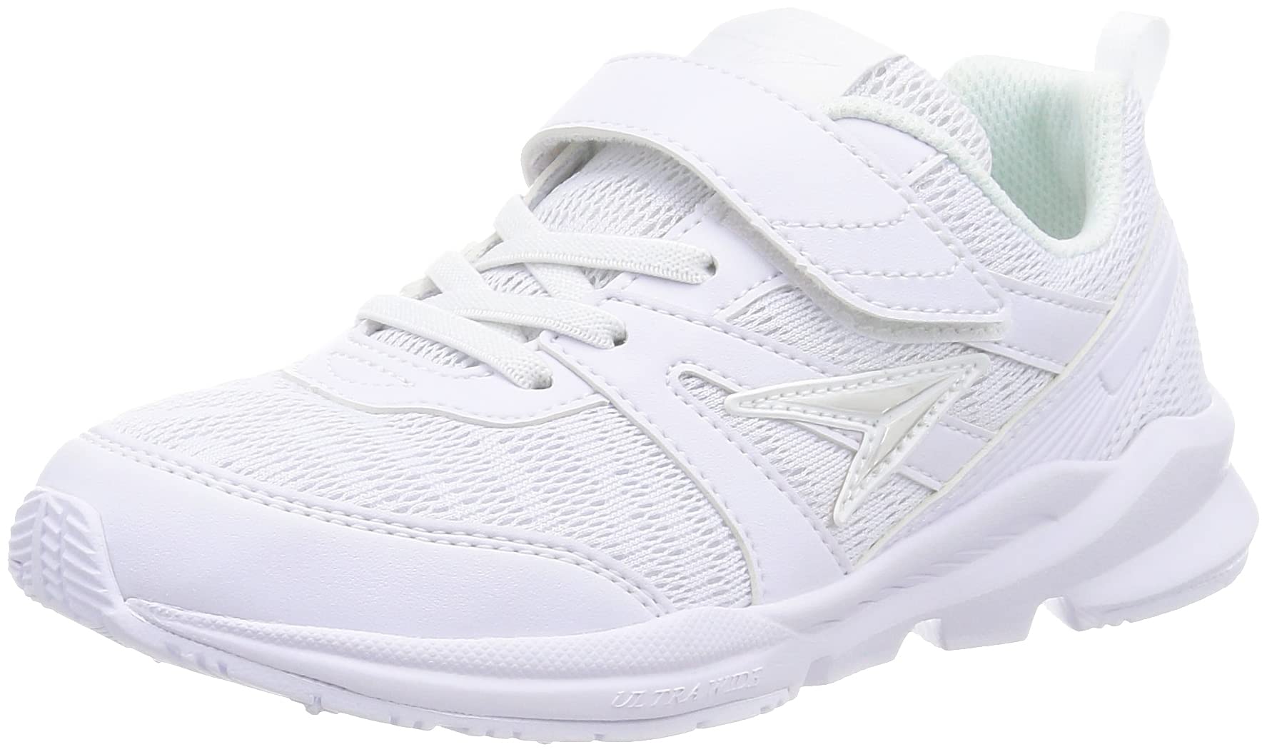 [シュンソク] スニーカー キッズ 男の子 女の子 白 黒 通学靴 軽量 19~24.5cm 2E SJJ 0960 ホワイト/ホワイト 幅広 22.5 cm 3E