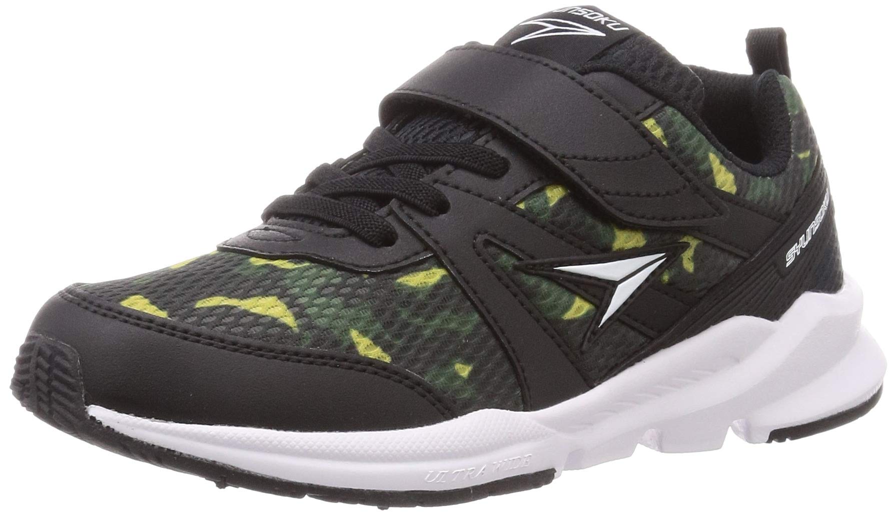 楽天FIDELA[シュンソク] スニーカー キッズ 男の子 女の子 子供靴 幅広 軽量 15~25cm 3E 2E SJJ 6380 6390 6420 9570 9580 ブラック/カモフラージュ 17.5 cm