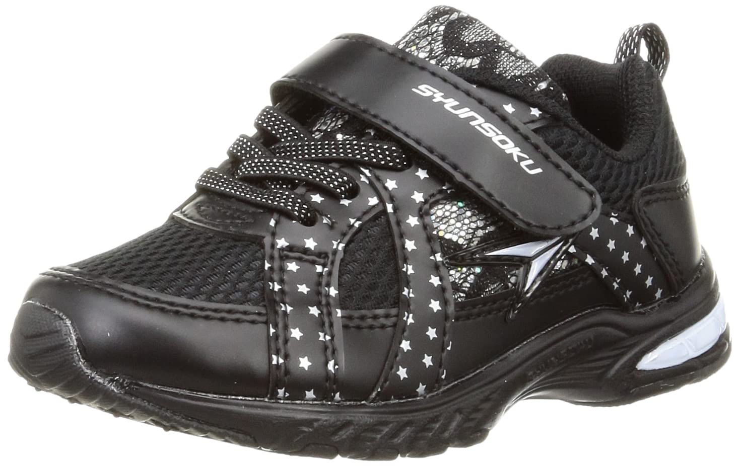 [シュンソク] スニーカー 運動靴 軽量 16~23cm 2E キッズ 女の子 LEC 7470 ブラック 16.0 cm