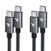 2本セットRAMPOW USB C ケーブル1m+1m/黒 PD対応 60W急速充電USB-C USB-C ケーブル...